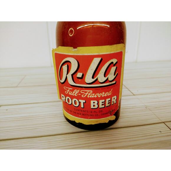 VTG R-La Root Beer 12oz Soda Bottle - Ace Bottling - Paper Label - RARE ^ - Picture 4 of 13